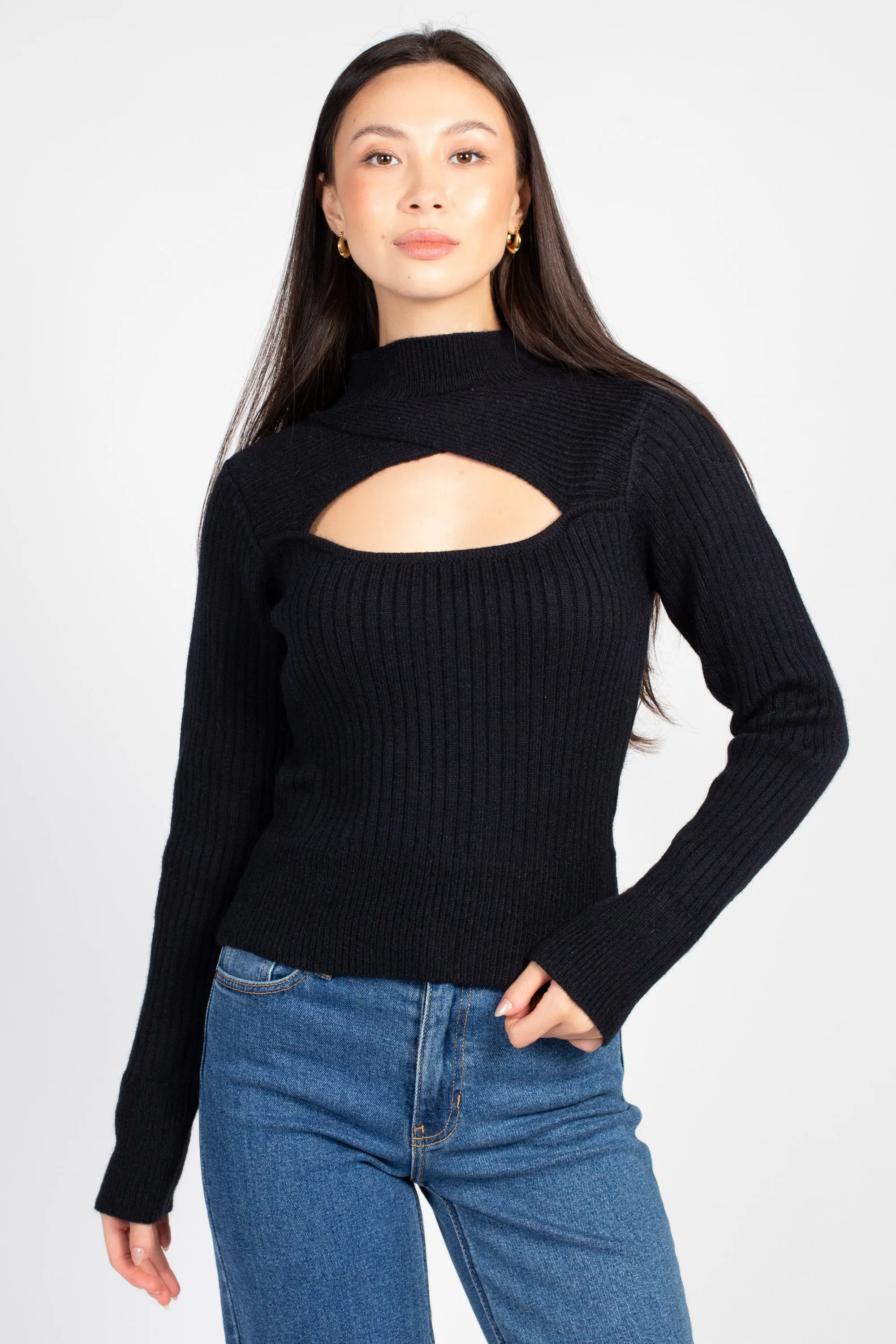 Mindy Cut Out Ribbed Sweater