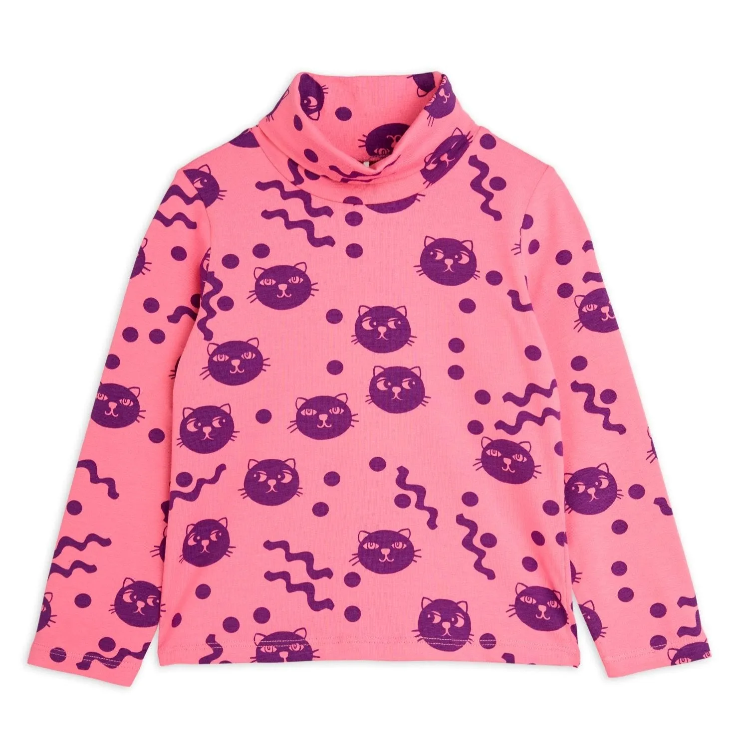 Mini Rodini - Squiggly cats turtleneck top - pink