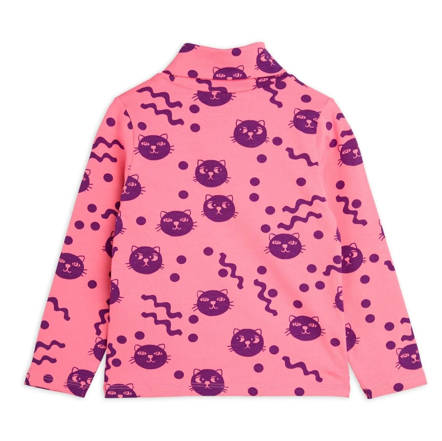 Mini Rodini - Squiggly cats turtleneck top - pink