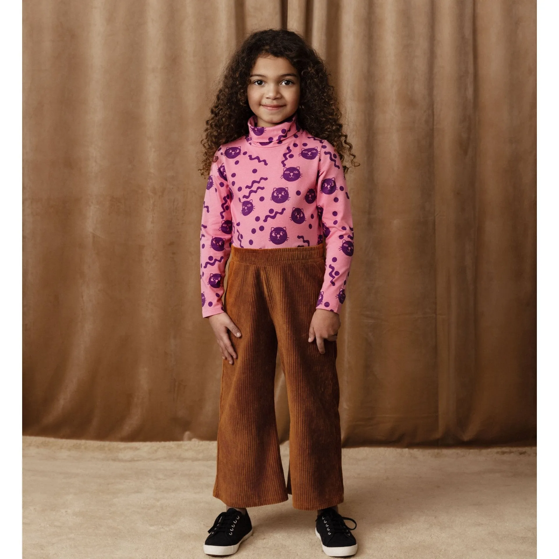 Mini Rodini - Squiggly cats turtleneck top - pink