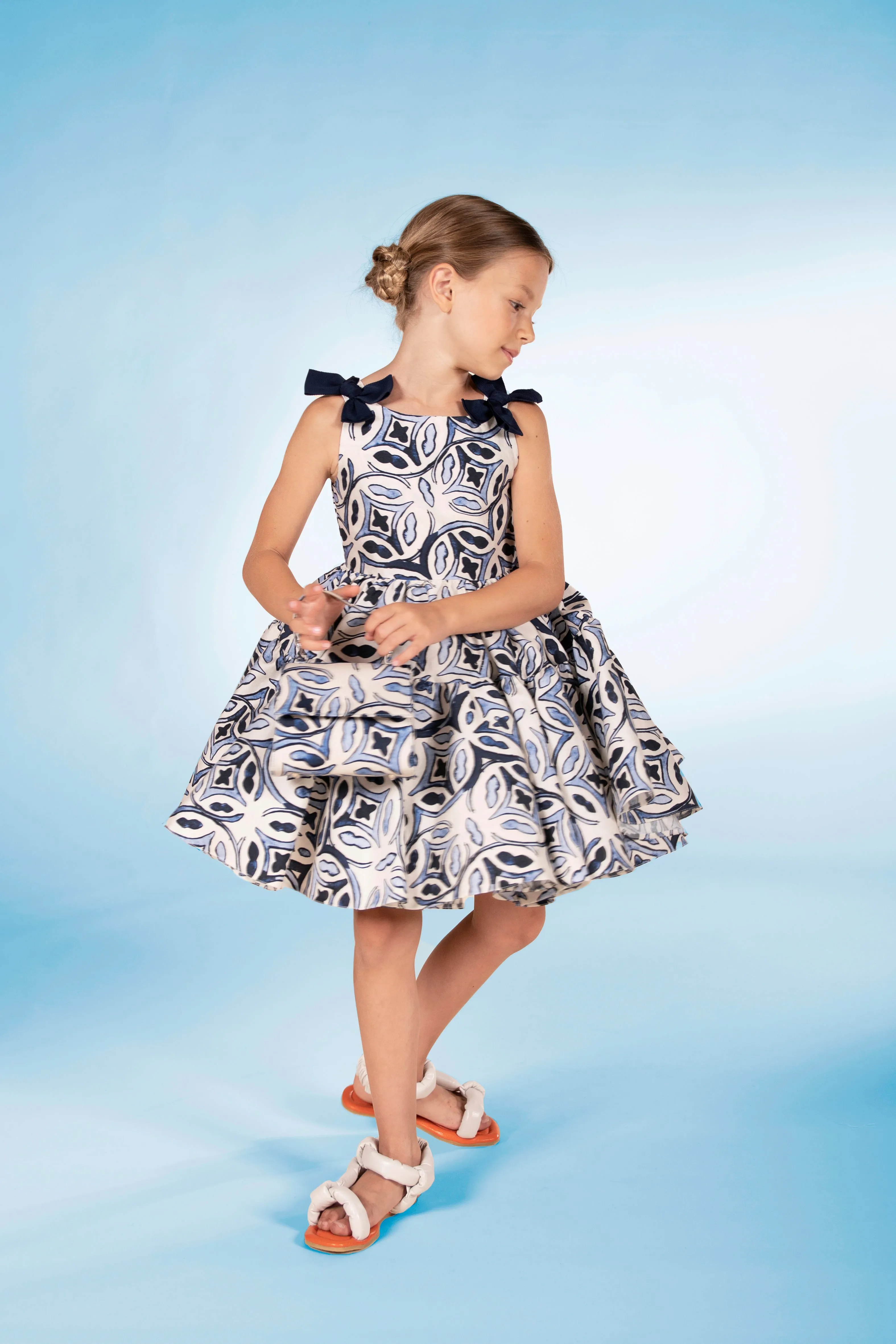 MMS Blue Mosaic Print Dress