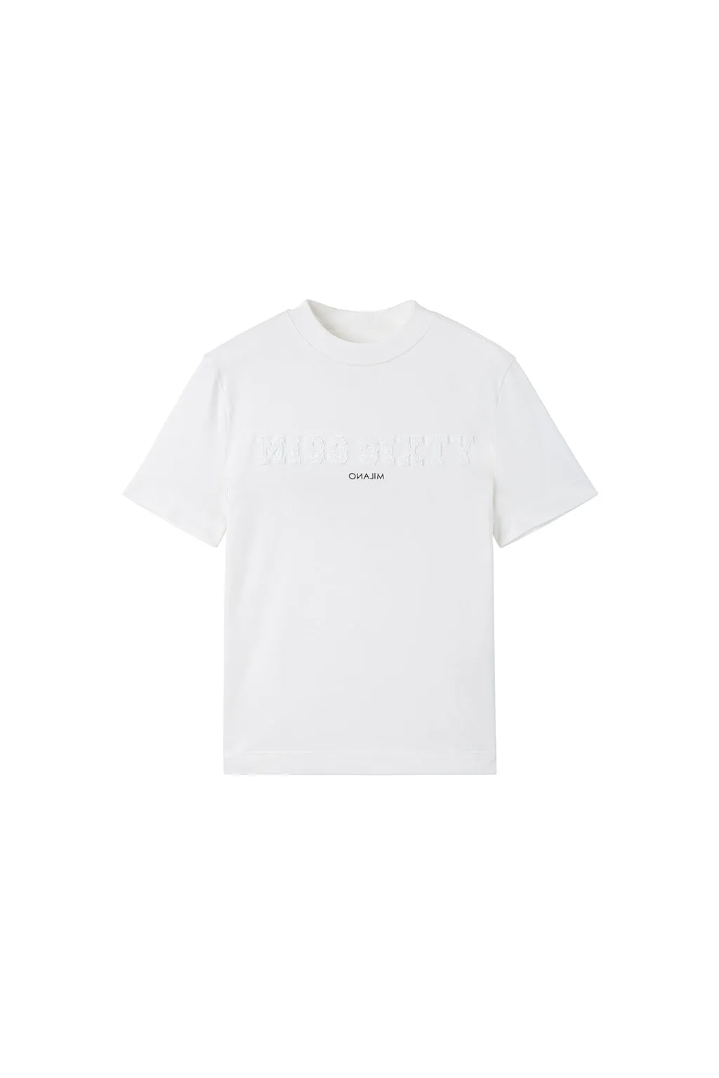 Mock Turtleneck Embroidered T-Shirt