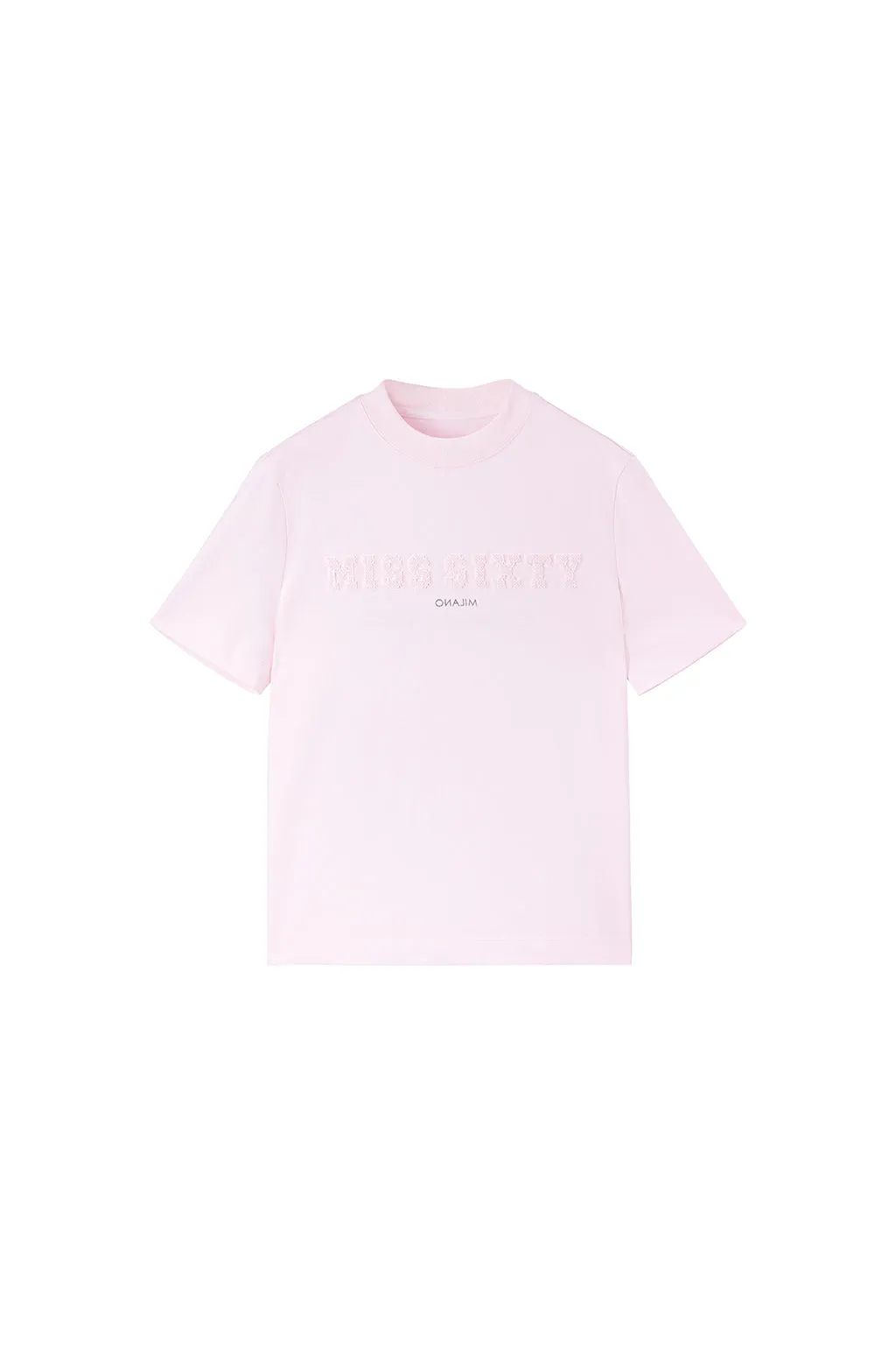 Mock Turtleneck Embroidered T-Shirt