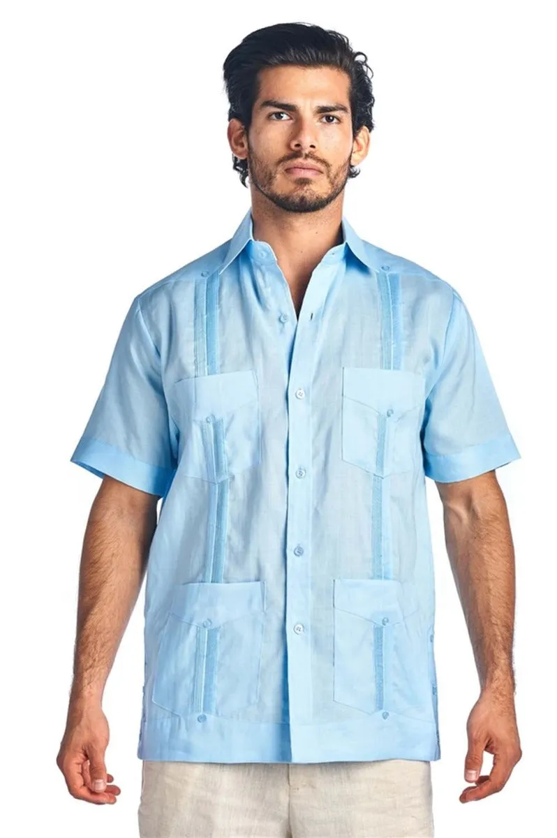 Mojito Collection Big Size Men's Traditional Guayabera Shirt Premium 100% Linen Short Sleeve 3X-8X