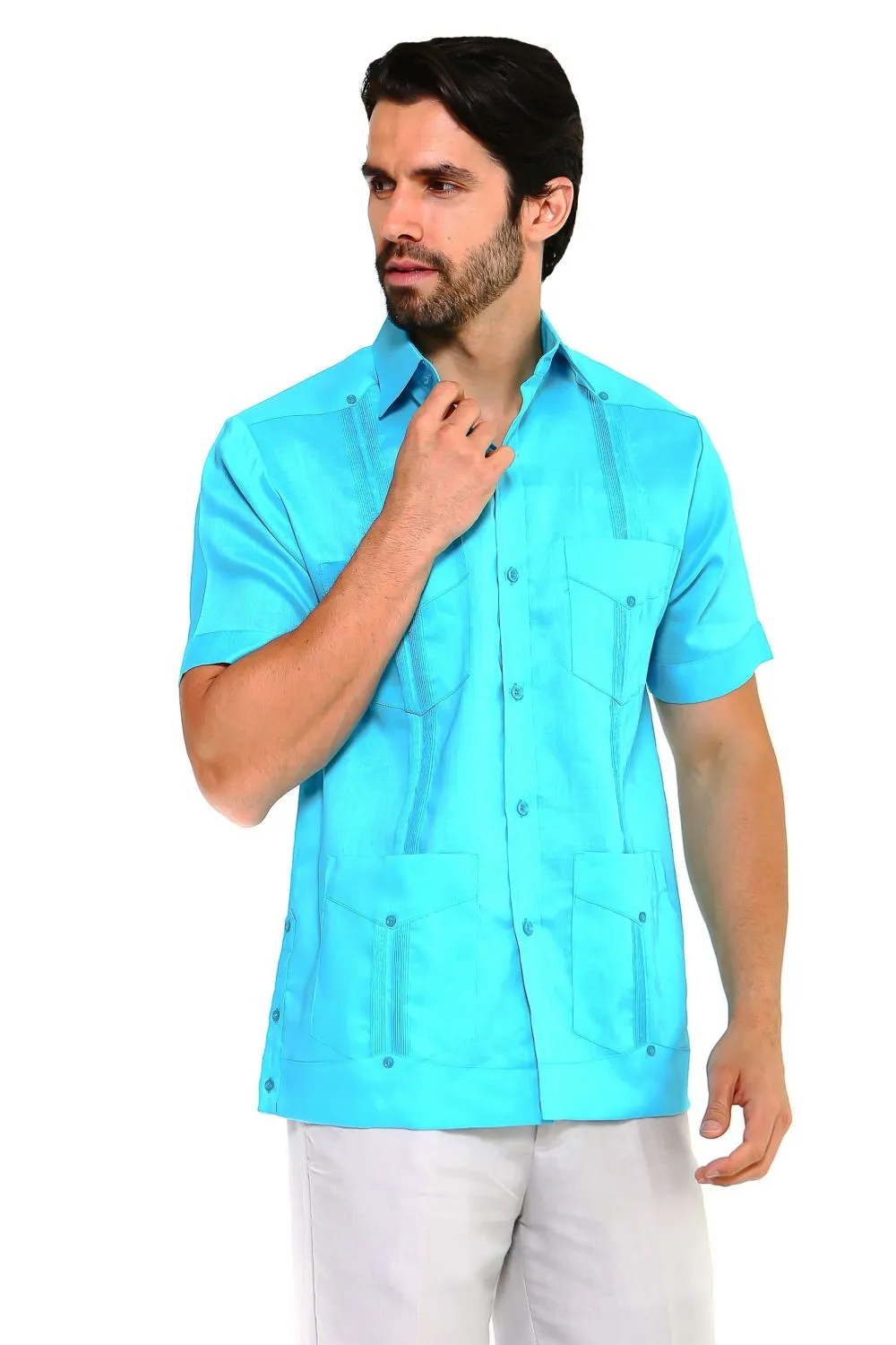 Mojito Collection Big Size Men's Traditional Guayabera Shirt Premium 100% Linen Short Sleeve 3X-8X