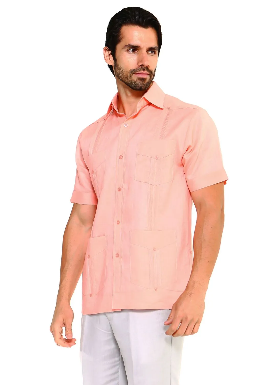 Mojito Collection Big Size Men's Traditional Guayabera Shirt Premium 100% Linen Short Sleeve 3X-8X