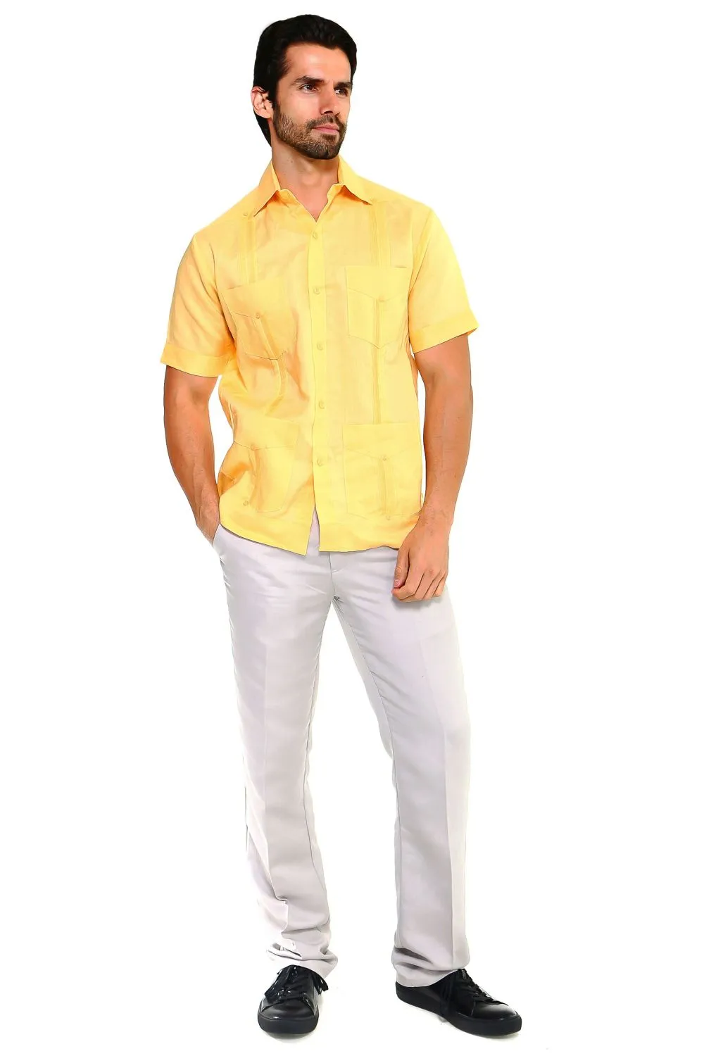 Mojito Collection Big Size Men's Traditional Guayabera Shirt Premium 100% Linen Short Sleeve 3X-8X