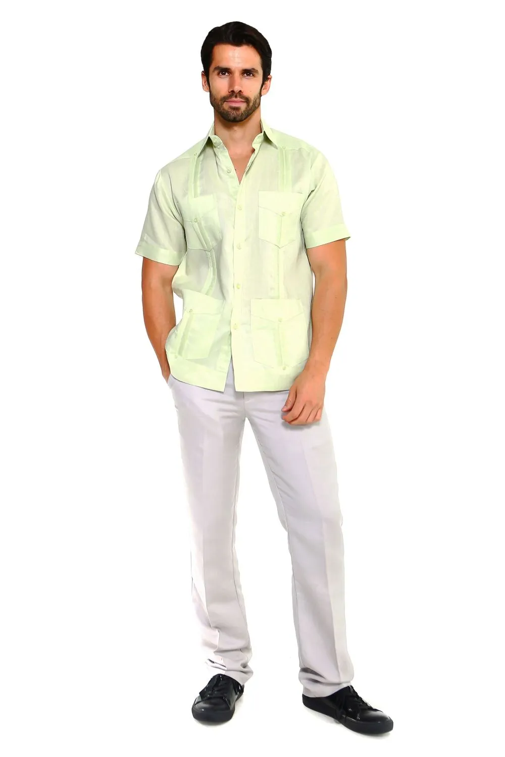 Mojito Collection Big Size Men's Traditional Guayabera Shirt Premium 100% Linen Short Sleeve 3X-8X