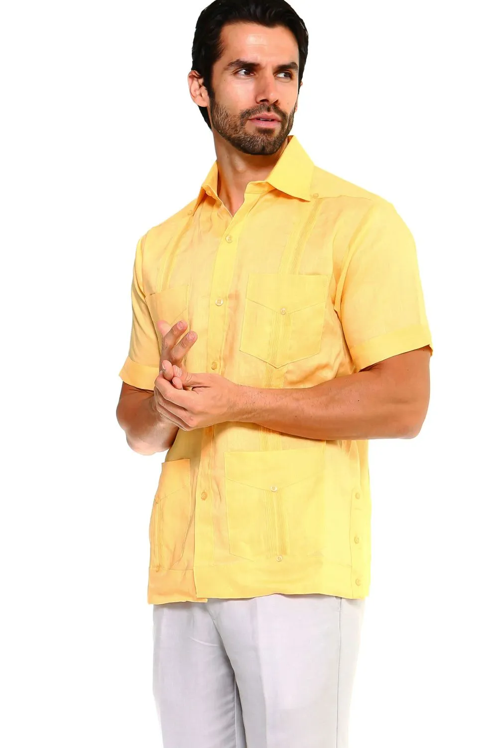 Mojito Collection Big Size Men's Traditional Guayabera Shirt Premium 100% Linen Short Sleeve 3X-8X