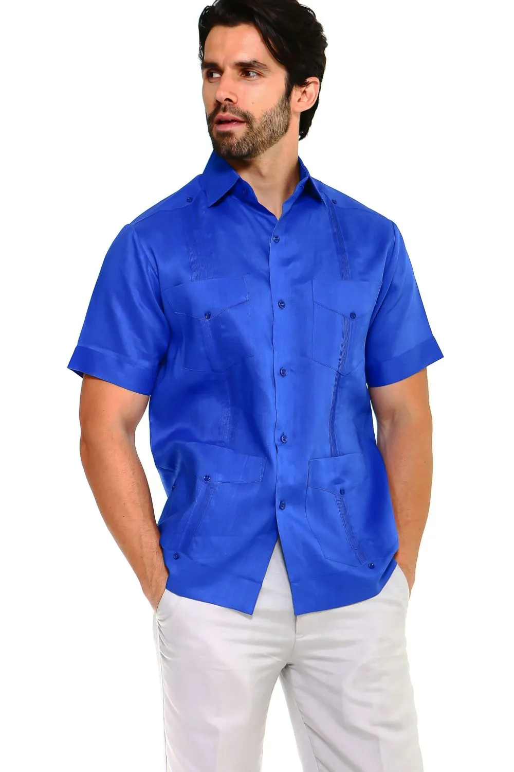 Mojito Collection Big Size Men's Traditional Guayabera Shirt Premium 100% Linen Short Sleeve 3X-8X