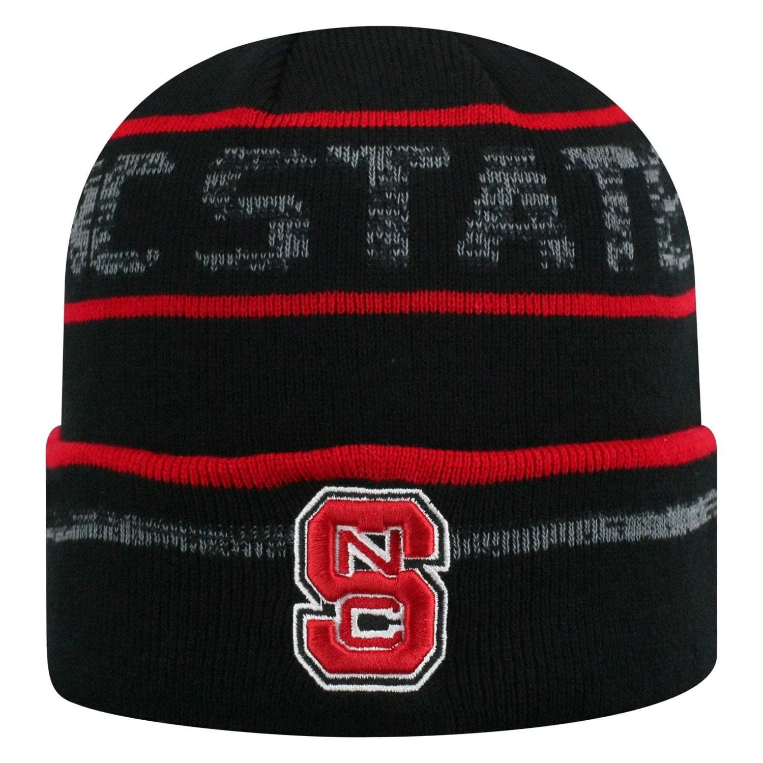 NC State Wolfpack TOW Black Striped "Effect" Style Cuffed Knit Beanie Cap