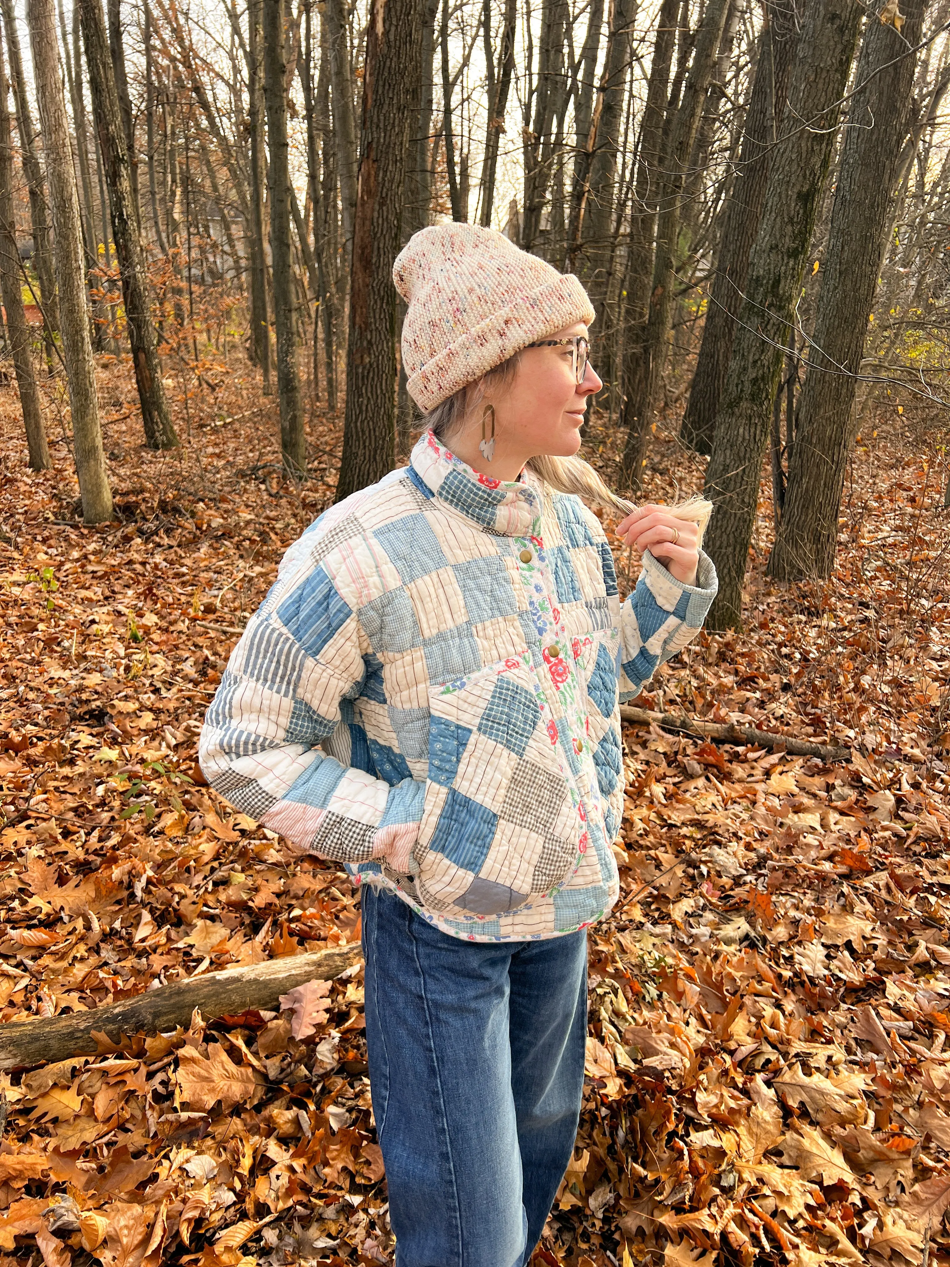 One-of-a-Kind: Patchwork Blues Flora Jacket (S)