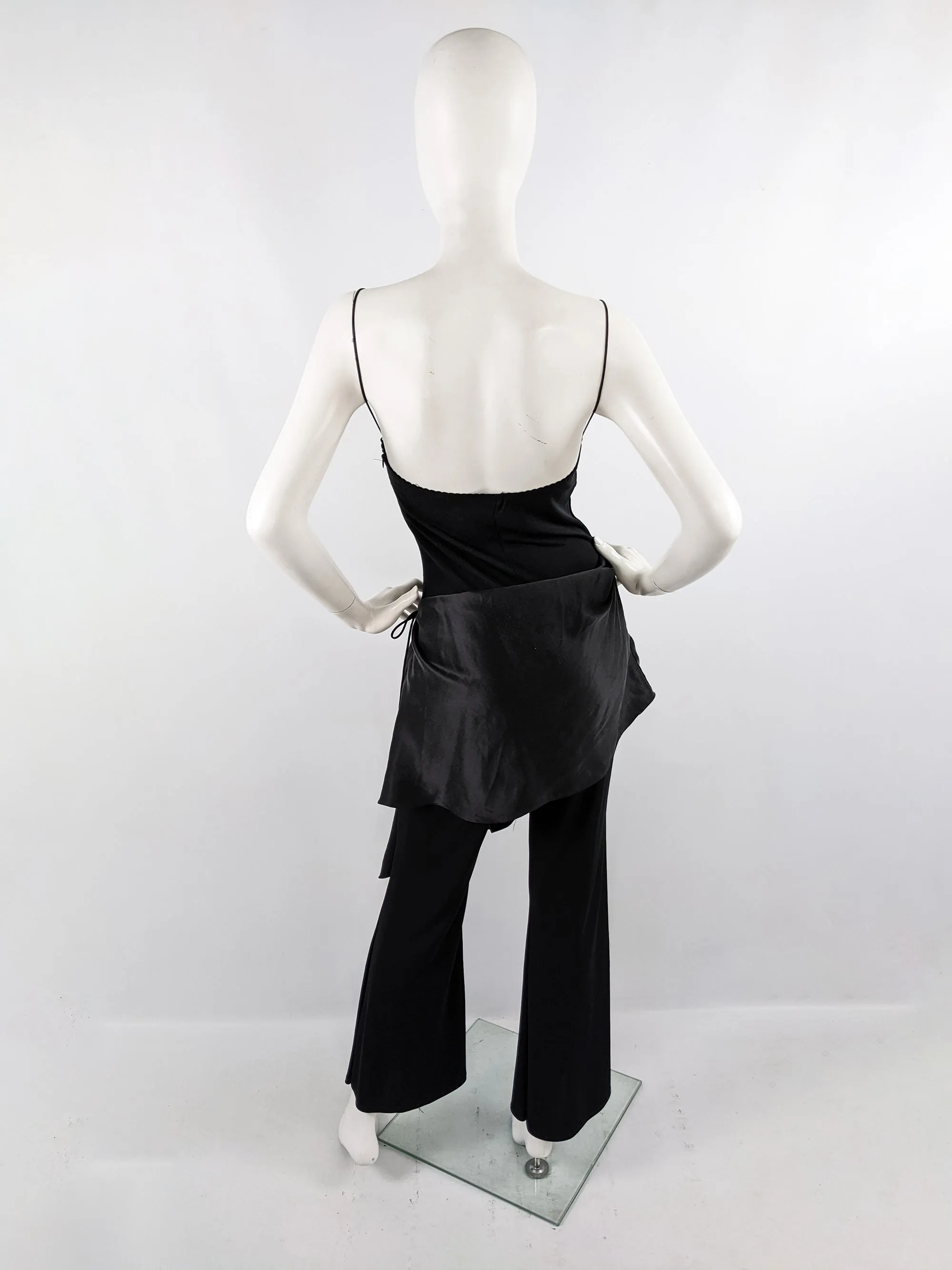 Orna Farho Paris Vintage Sleeveless Silk Flared Leg Jumpsuit, 1990s