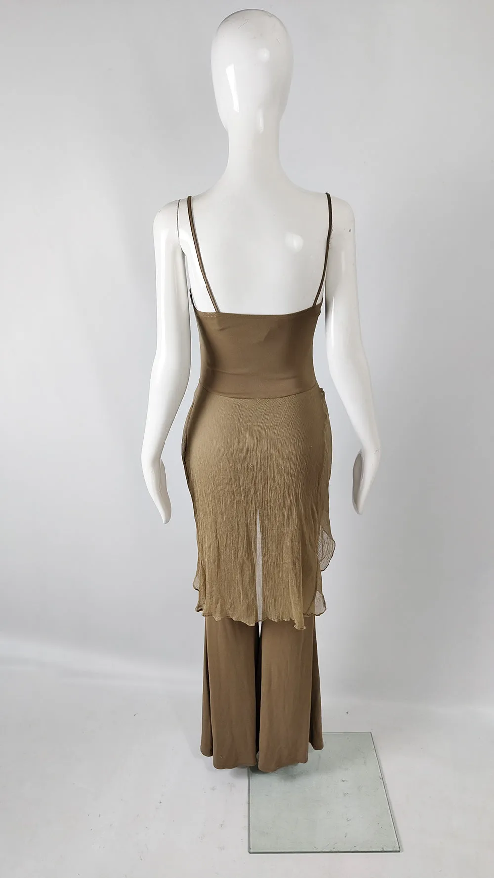 Orna Farho Paris Vintage y2k Beige Wide Leg Jumpsuit