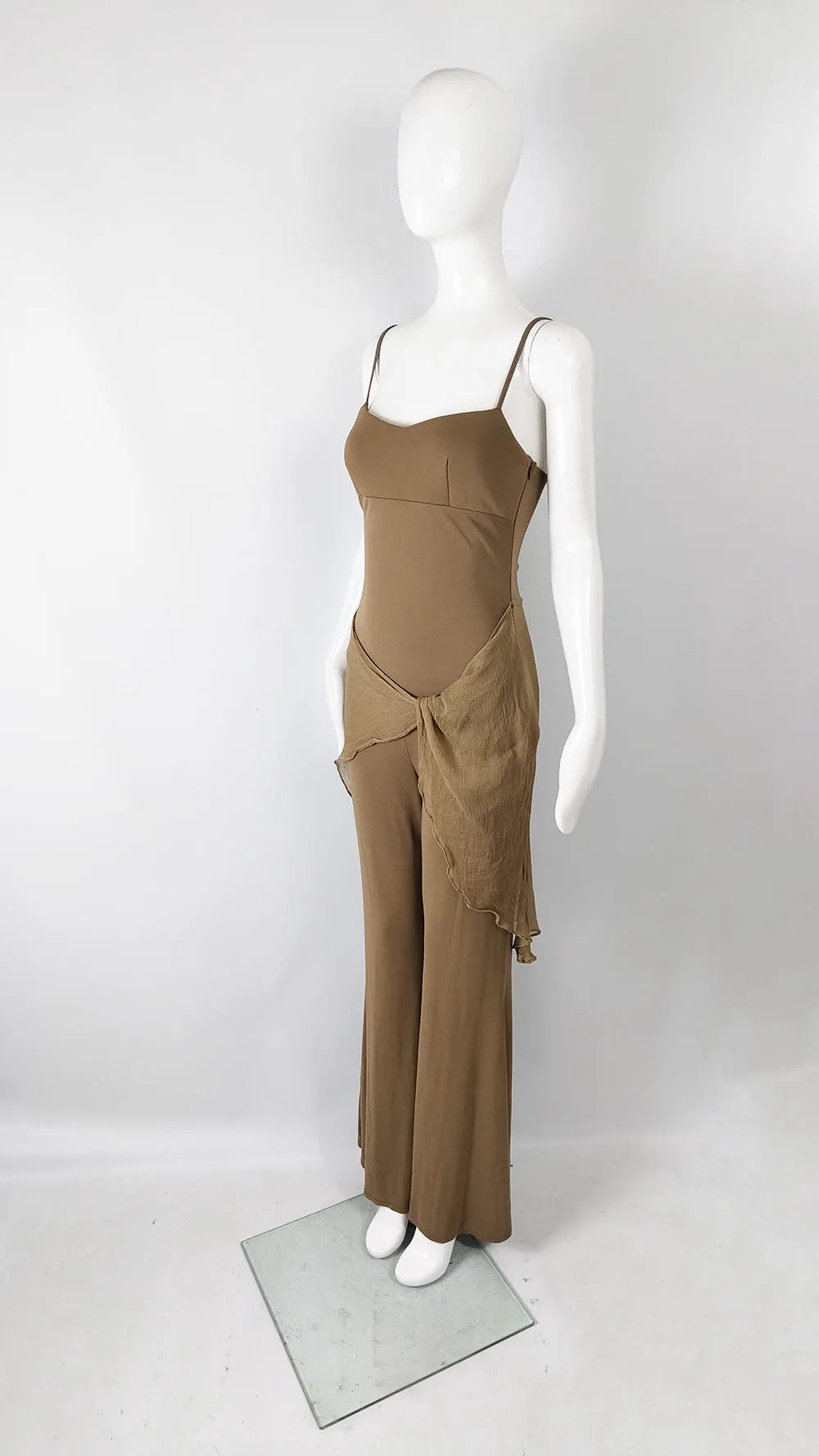 Orna Farho Paris Vintage y2k Beige Wide Leg Jumpsuit