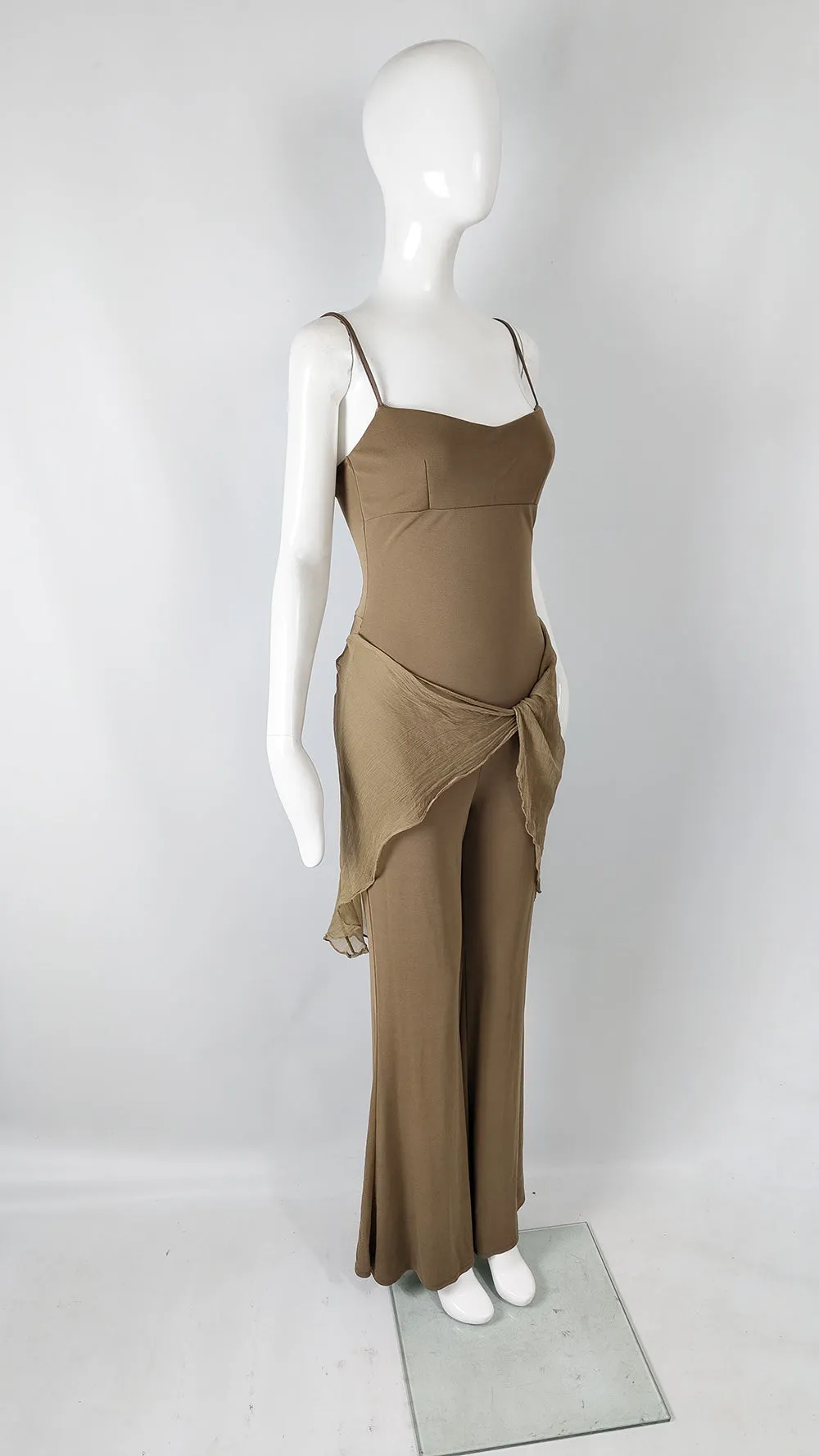 Orna Farho Paris Vintage y2k Beige Wide Leg Jumpsuit