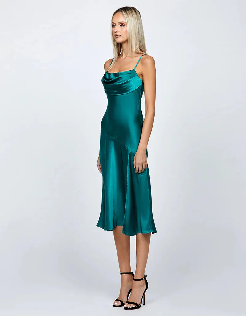 Peita Satin Cowl Neck Midi