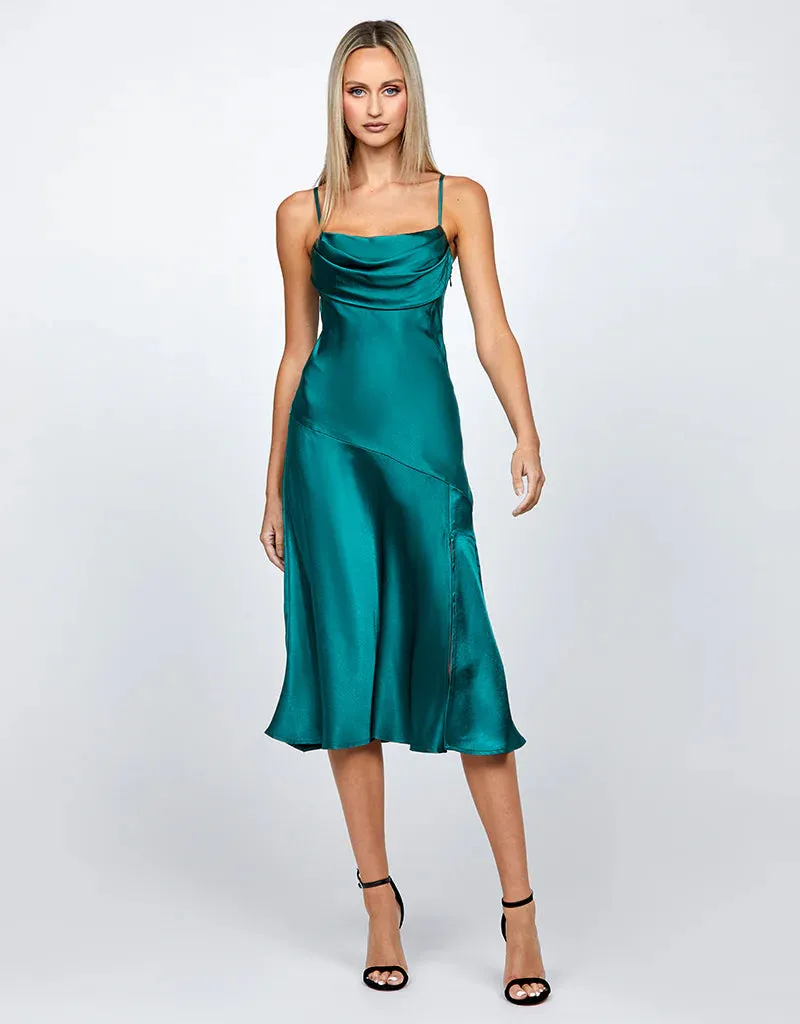 Peita Satin Cowl Neck Midi