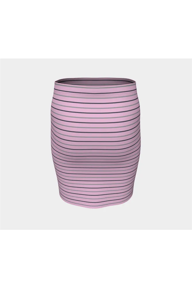 Pink Pinstripe Fitted Skirt