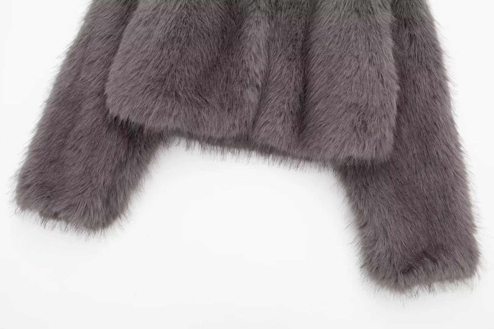 Pre Order: Gray Faux Fur Short Coat