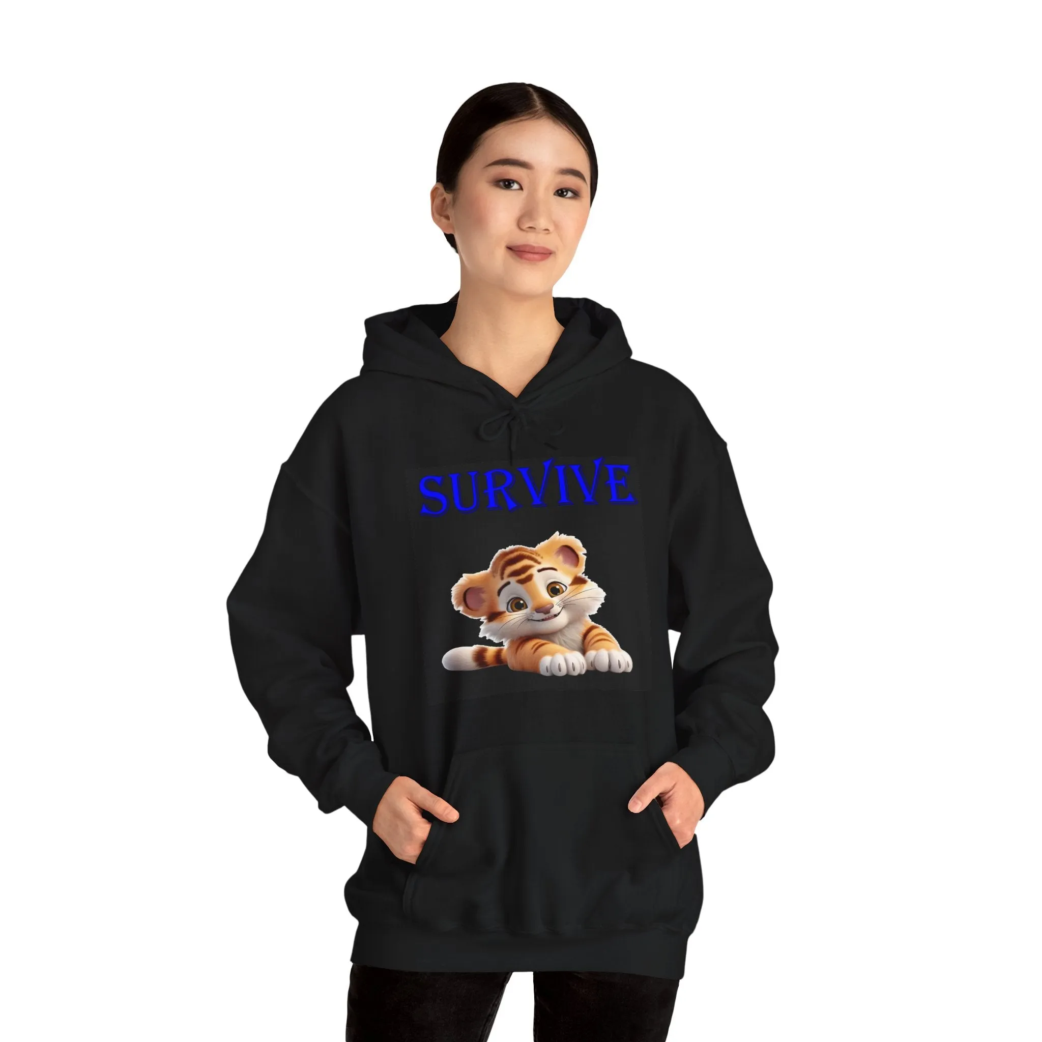 Princess Grace  Cute Tiger 'SURVIVE' Unisex Hoodie   Perfect Gift for Animal Lovers