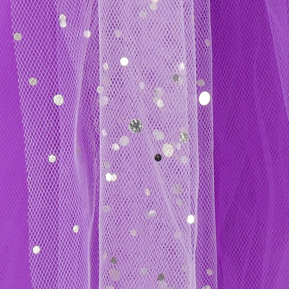 Purple Sparkly Tulle Girls Tutu Dresses for Birthday Party Ankle Length