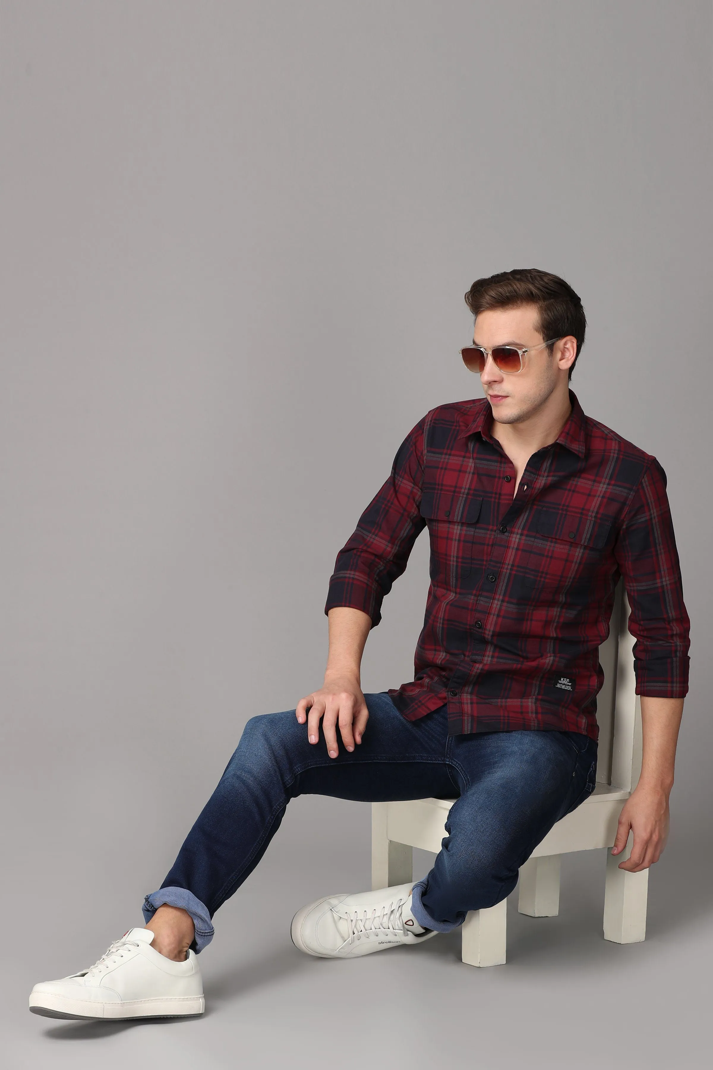 Red and Black Checked Casual Shirt