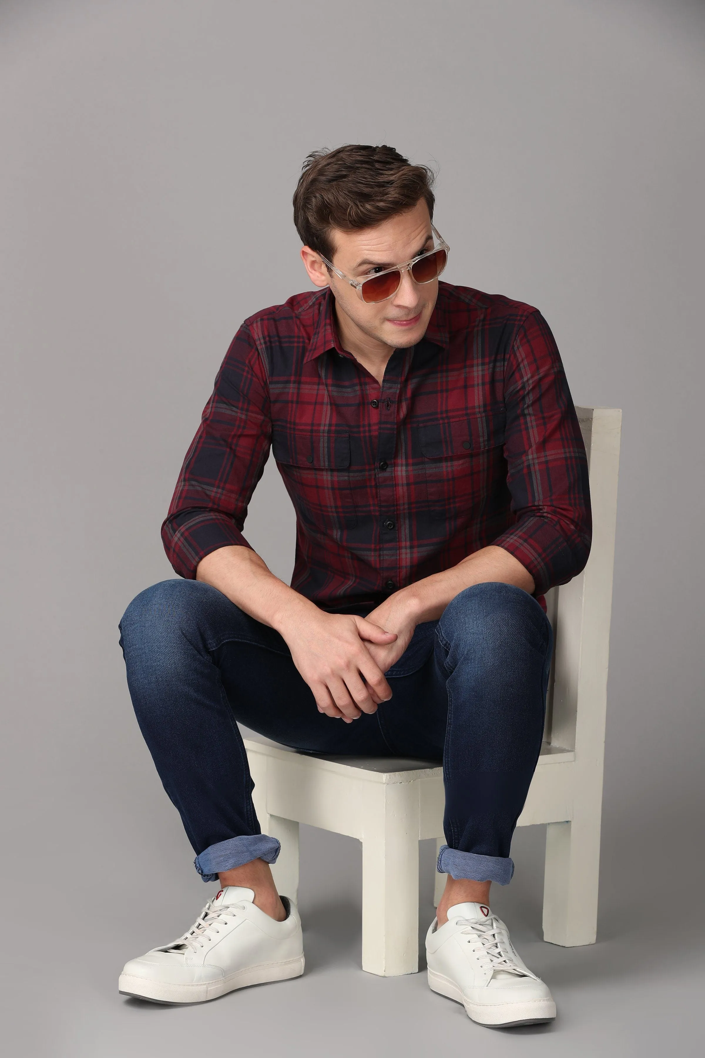 Red and Black Checked Casual Shirt