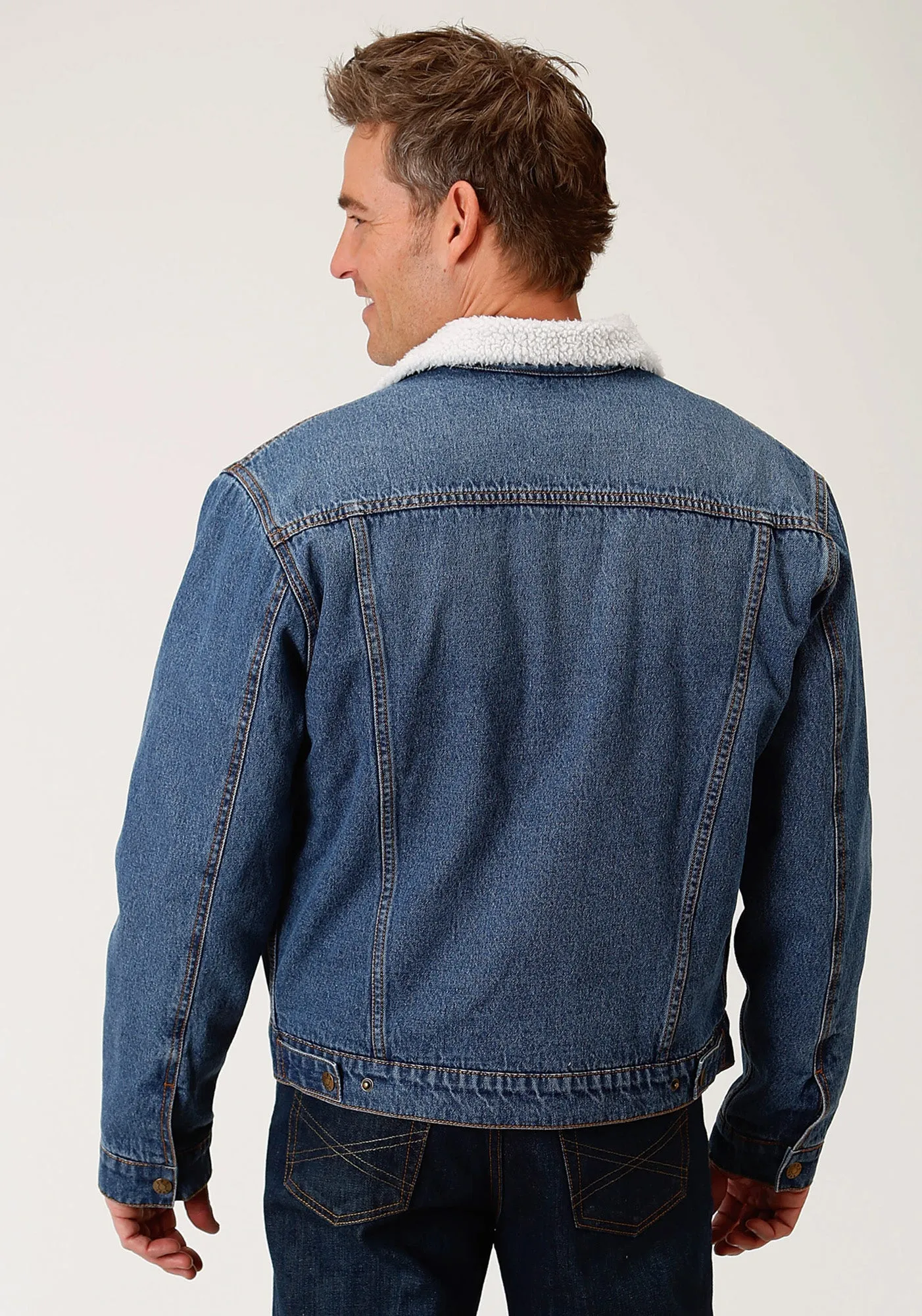 Roper Mens Blue 100% Cotton Denim Sherpa Jacket