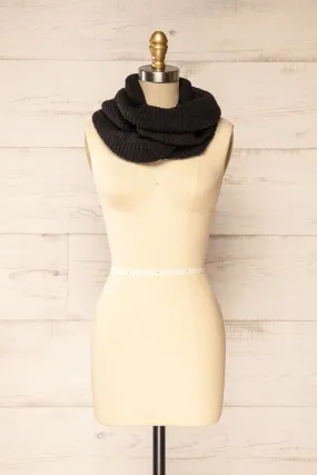 Saguenay Black | Ribbed Knit Infinity Scarf