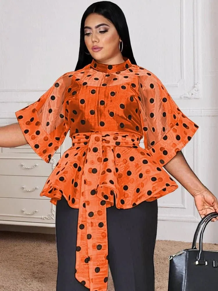 See Through Polka Dot Blouse