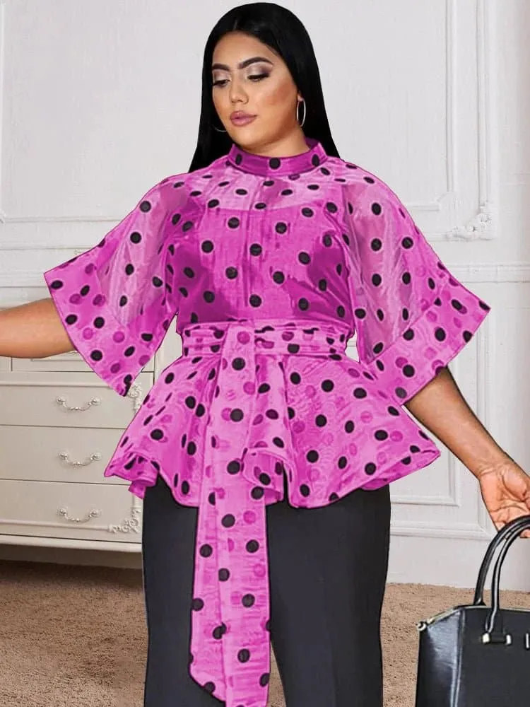 See Through Polka Dot Blouse