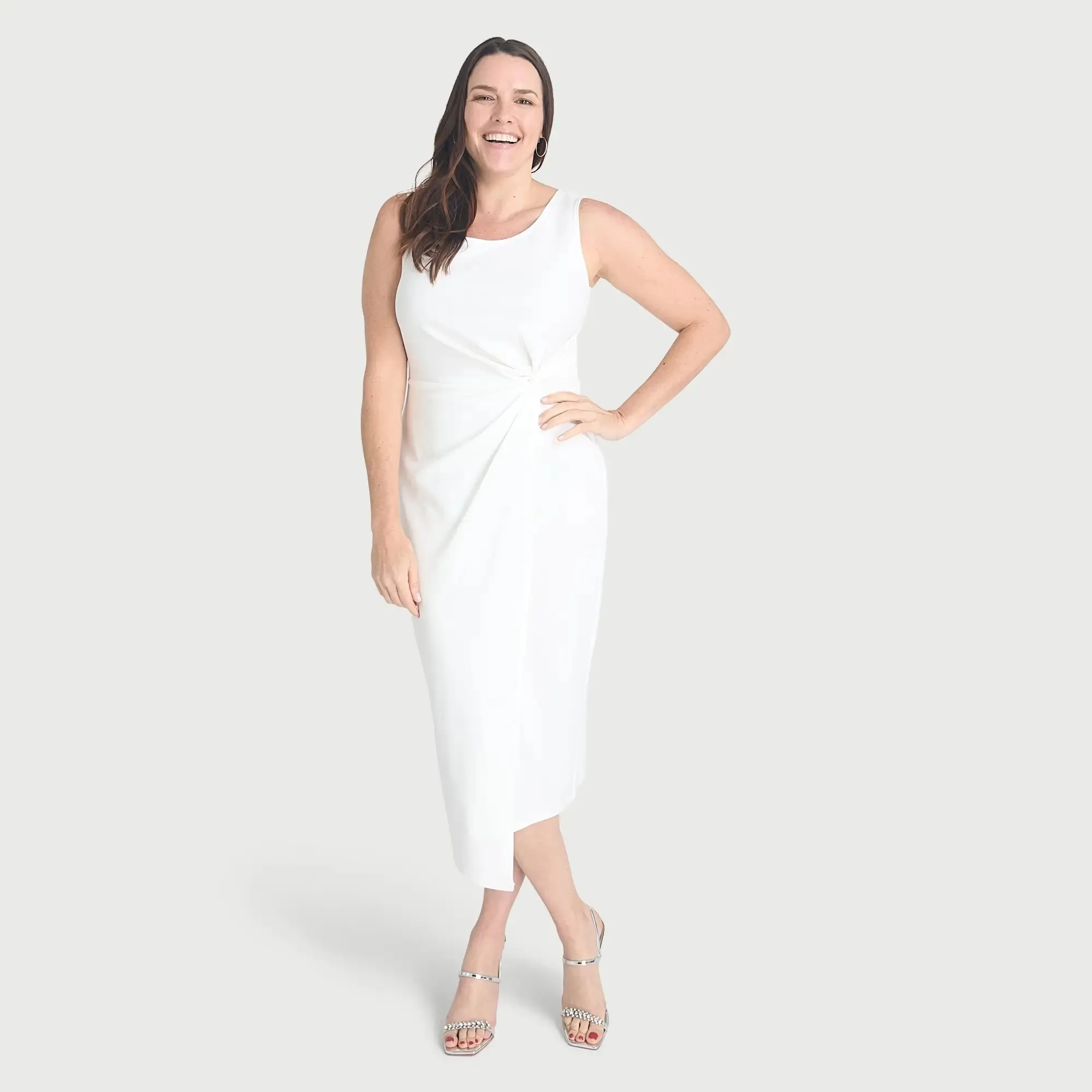 Selena Ivory Sleeveless Knot Dress