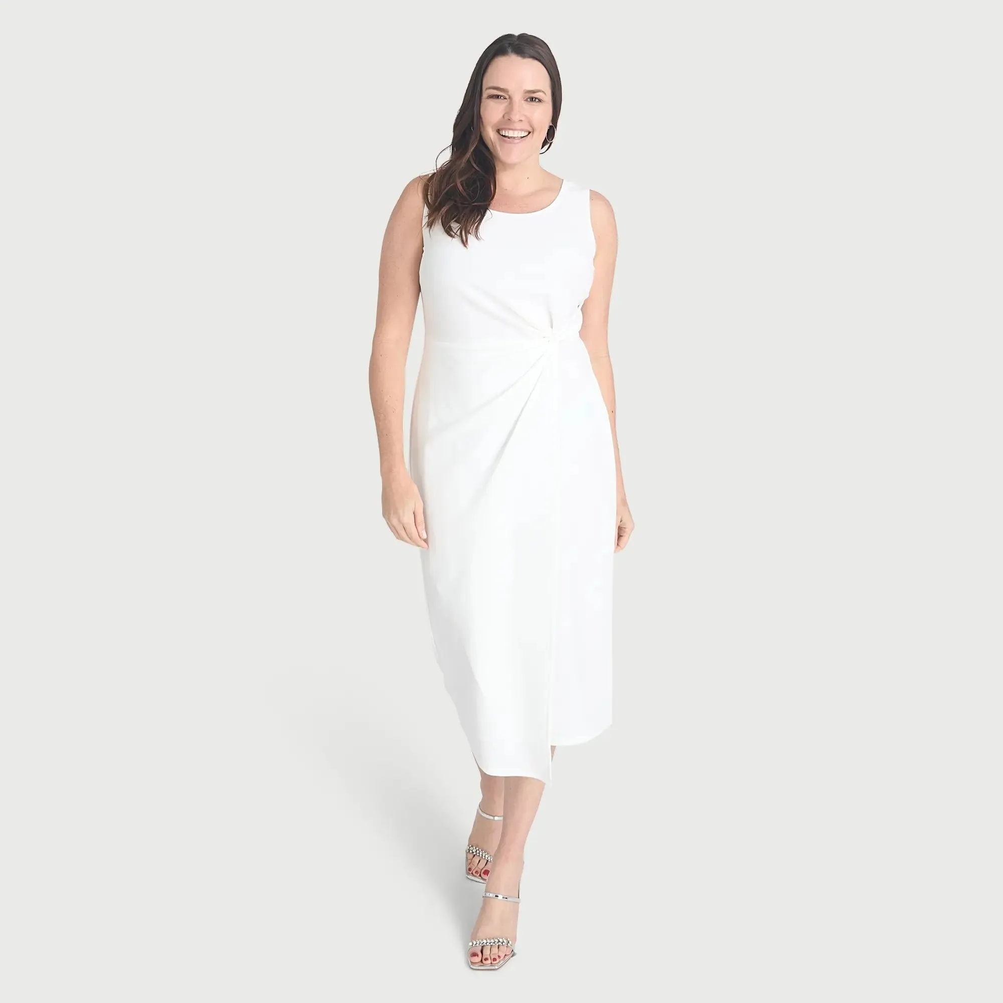 Selena Ivory Sleeveless Knot Dress