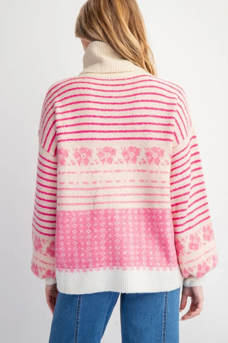 Ski Lodge Turtleneck Sweater - Pink