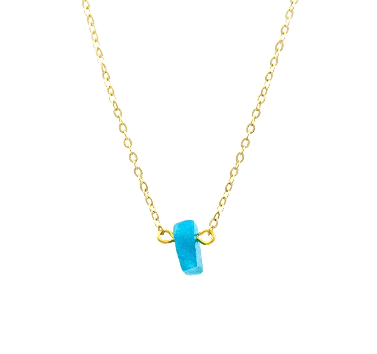 Small Stone Necklace with Gold Plated Chain