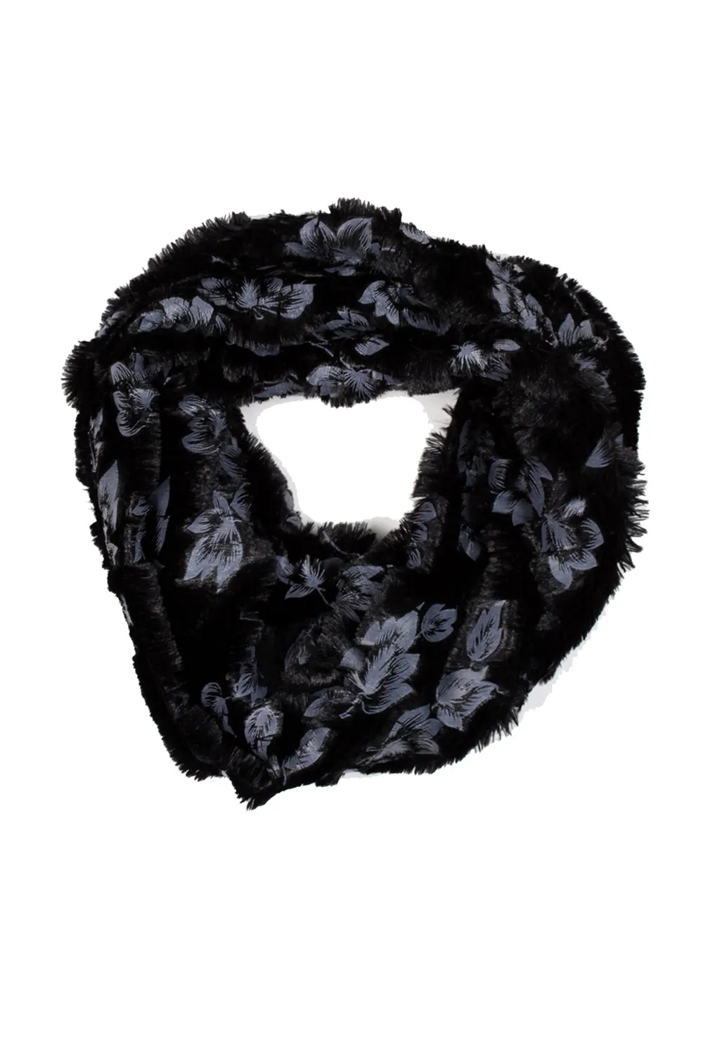 Soft Faux Fur Flower Print Snood