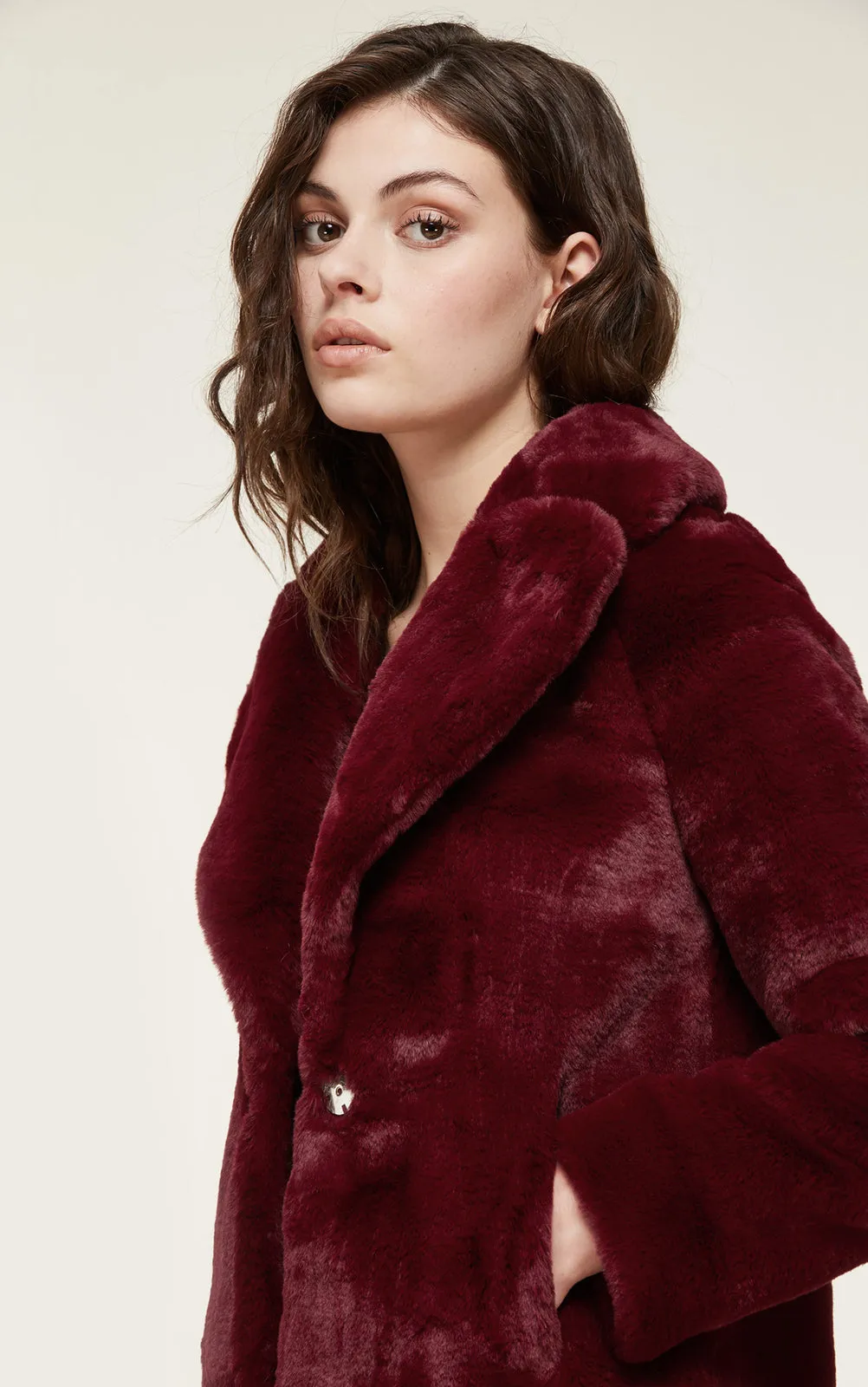 Soia & Kyo - Emanuela Faux Fur Jacket in Oxblood