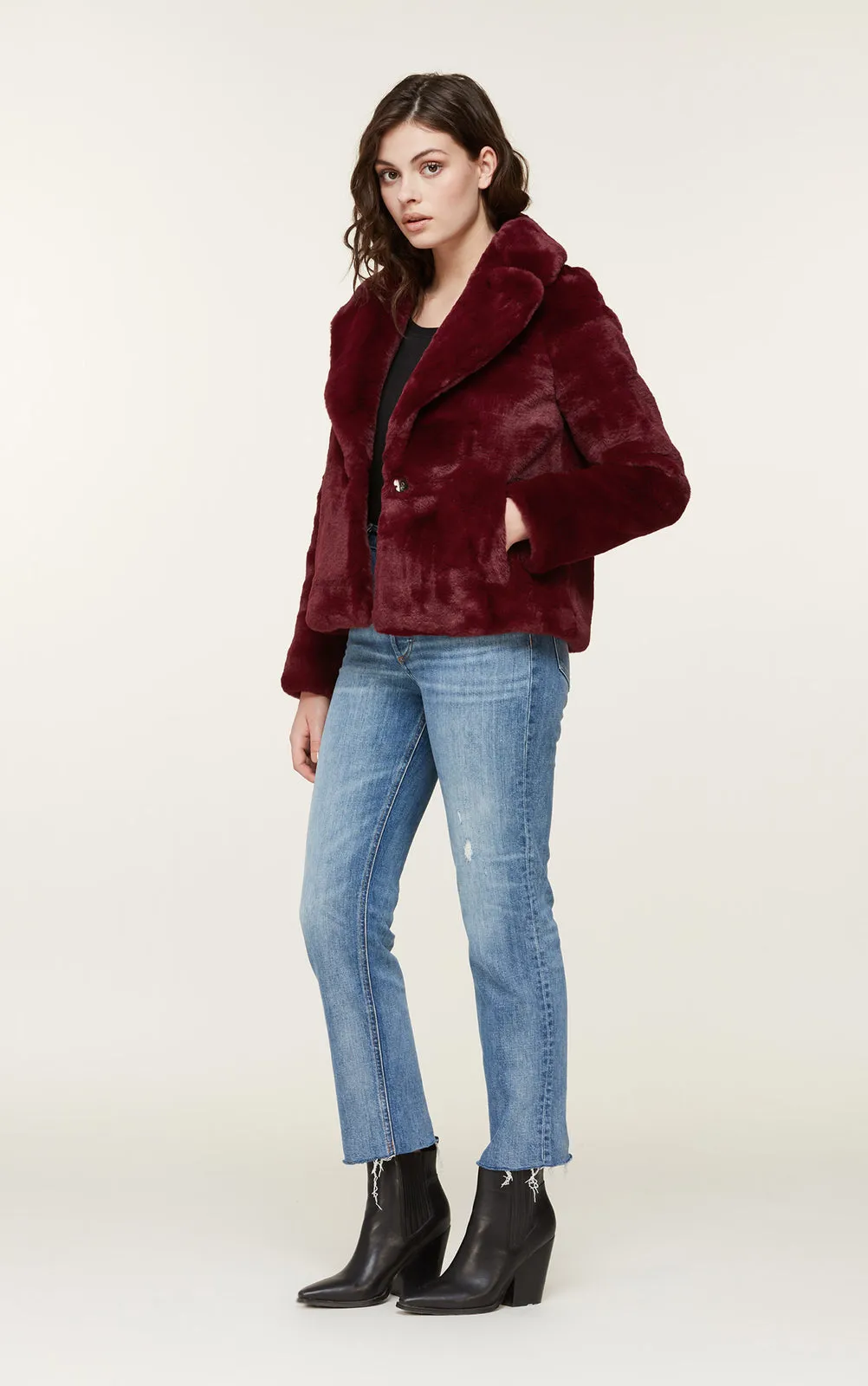 Soia & Kyo - Emanuela Faux Fur Jacket in Oxblood