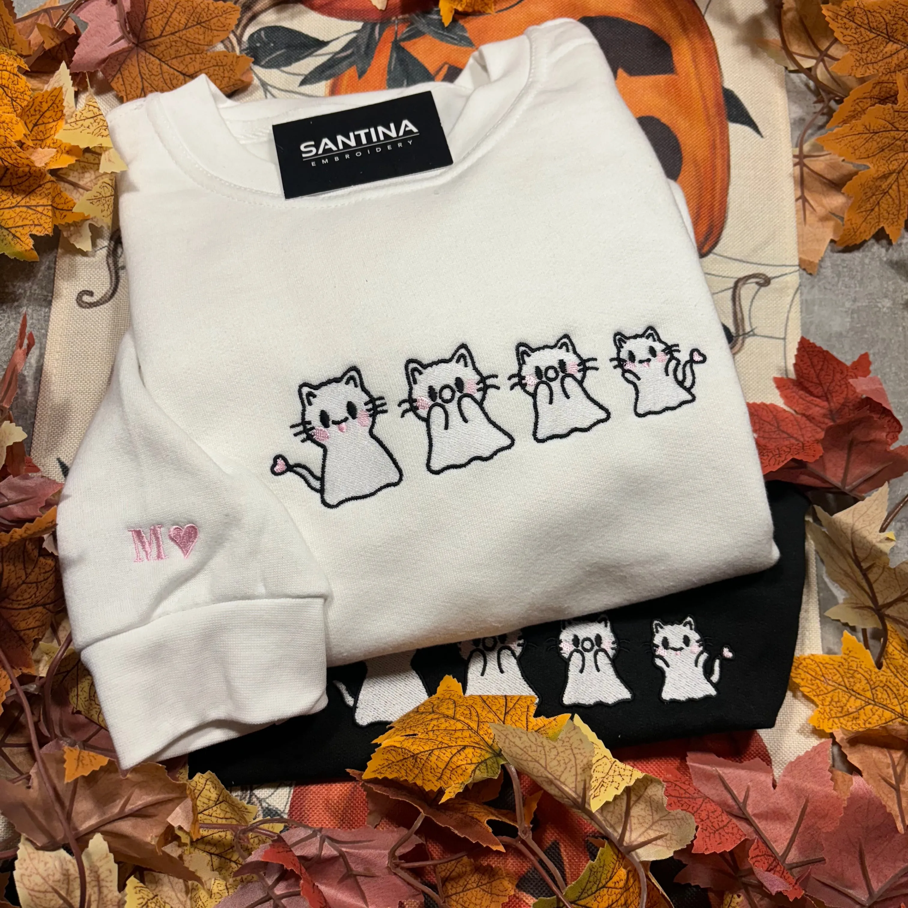 Spooky kittens embroidered sweatshirt / hoodie