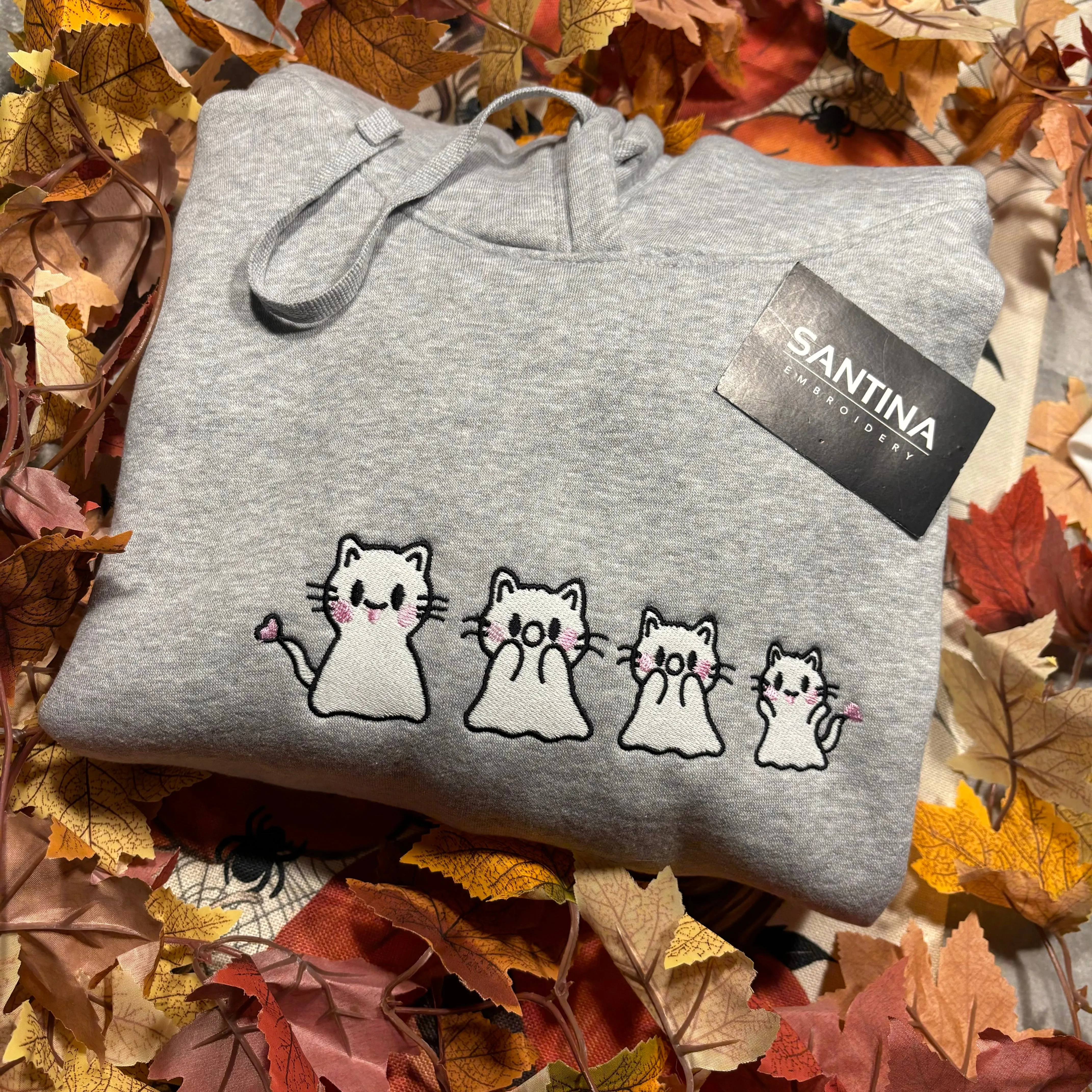 Spooky kittens embroidered sweatshirt / hoodie