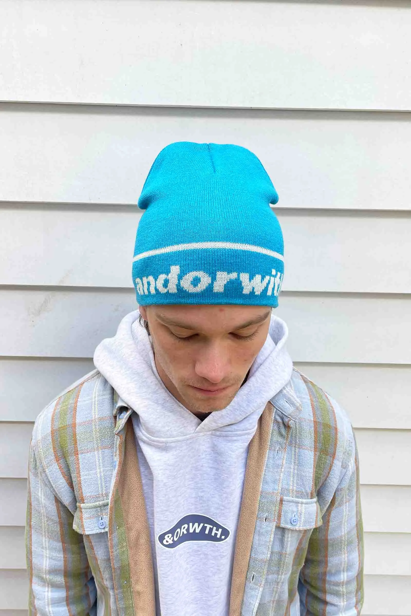 Statement Cuffless Beanie Cyan