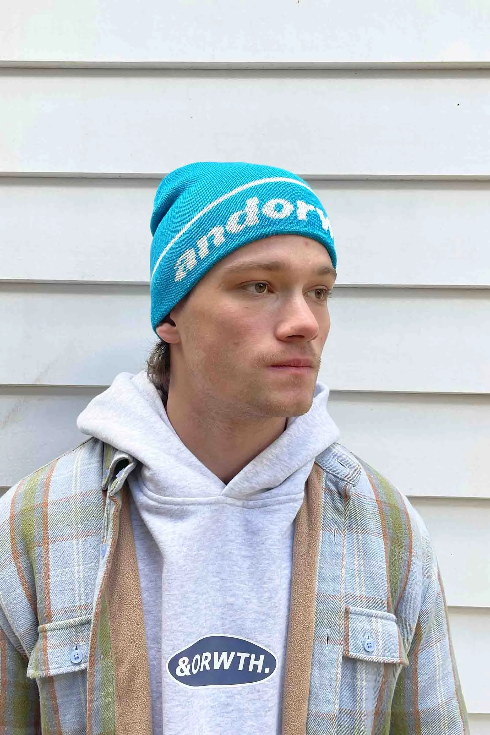 Statement Cuffless Beanie Cyan