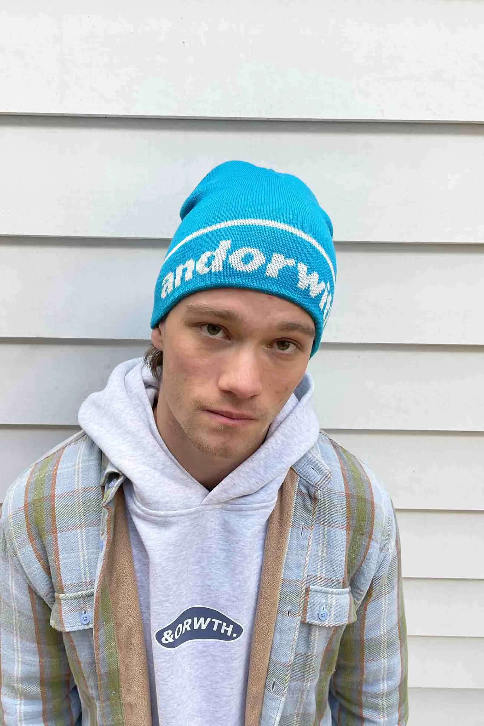 Statement Cuffless Beanie Cyan