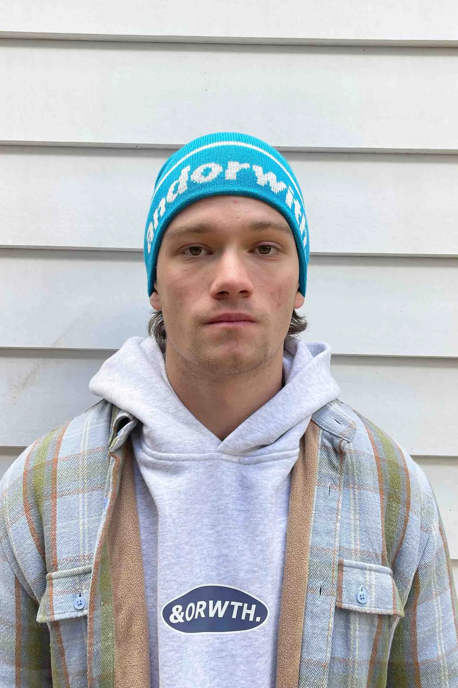 Statement Cuffless Beanie Cyan