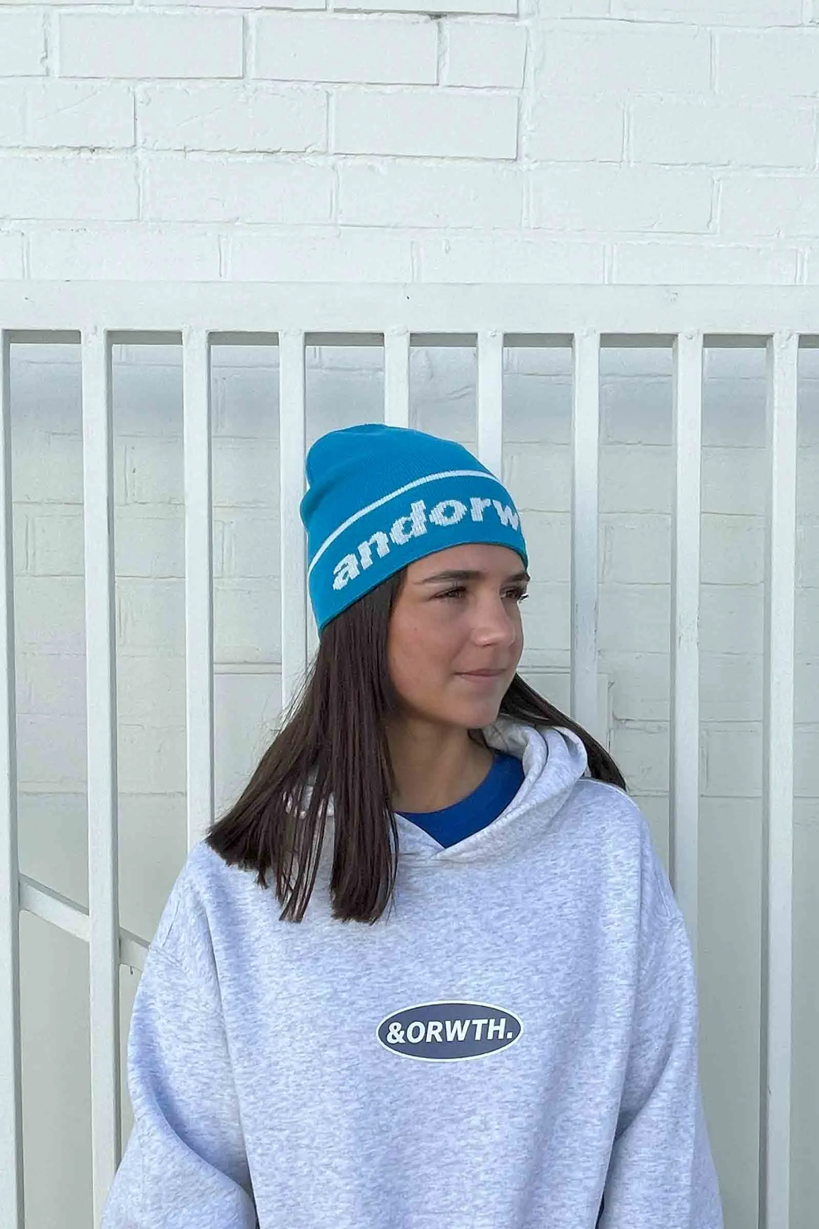 Statement Cuffless Beanie Cyan