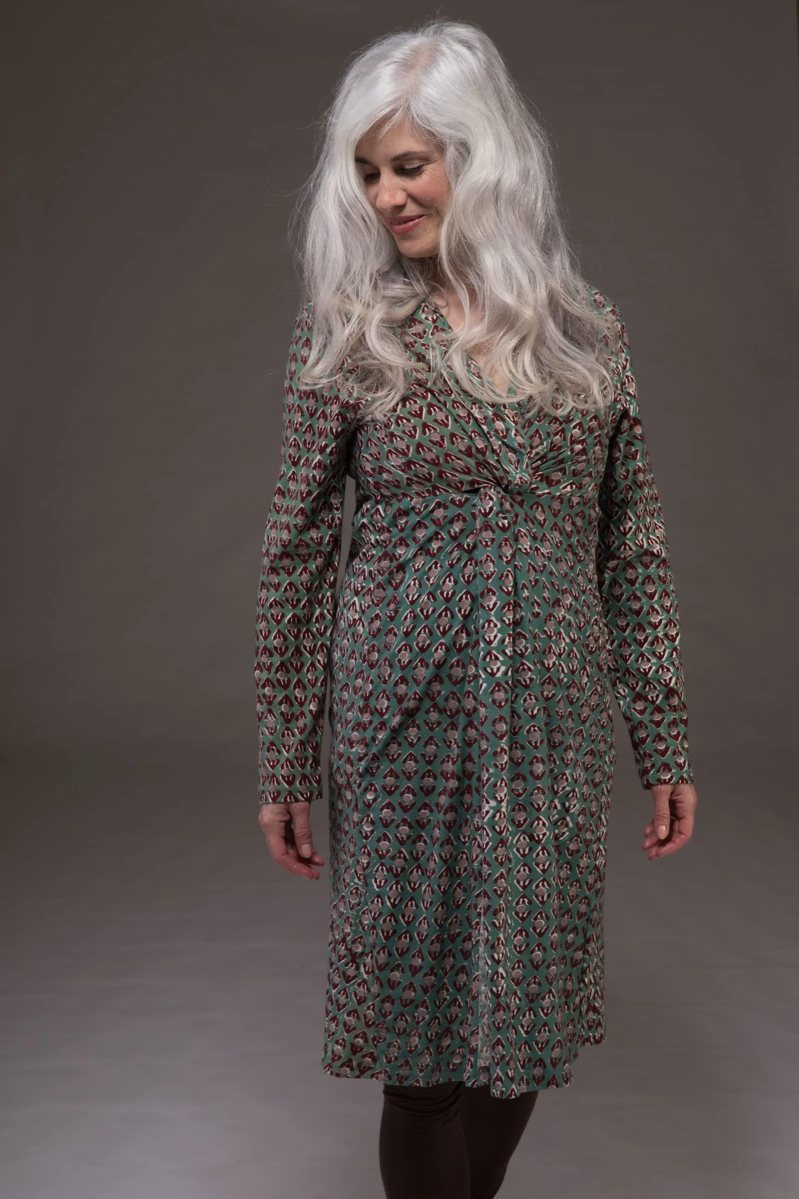 Sufiana Dress Hand Block Printed With Slip in Cotton Jersey Only in Size M - Now Only £79