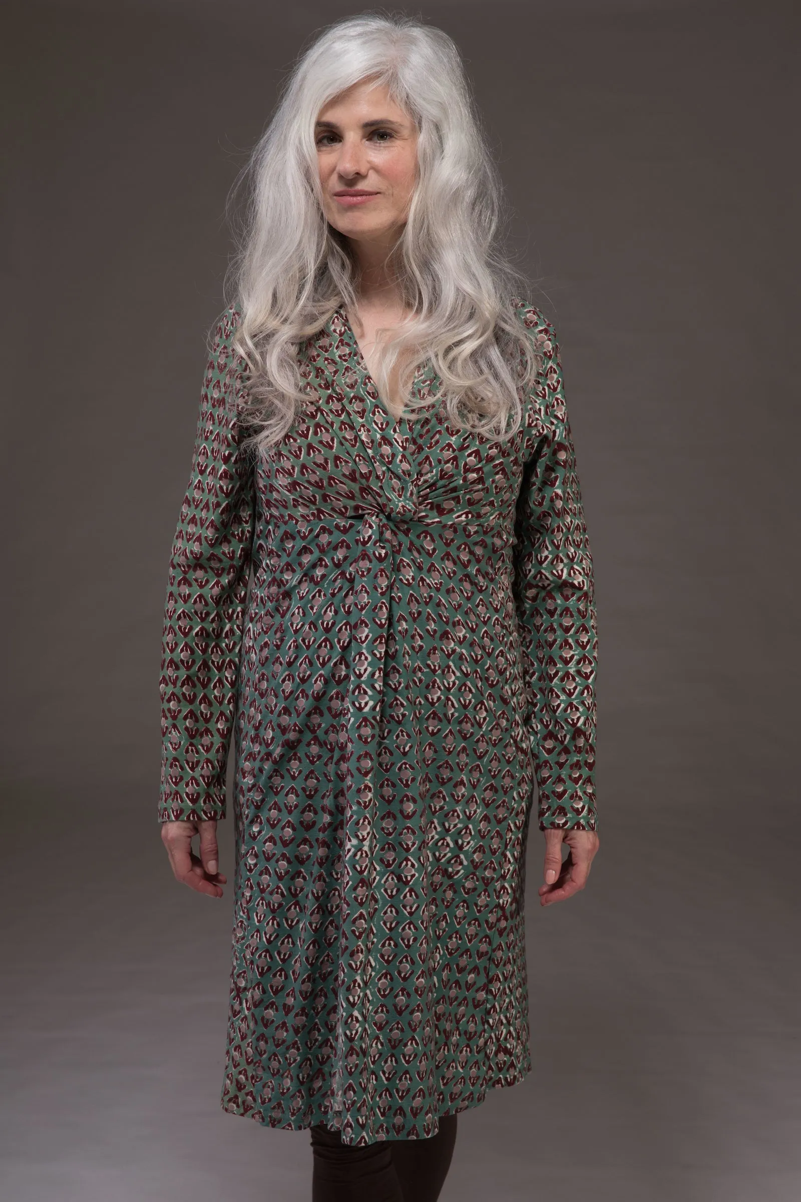 Sufiana Dress Hand Block Printed With Slip in Cotton Jersey Only in Size M - Now Only £79