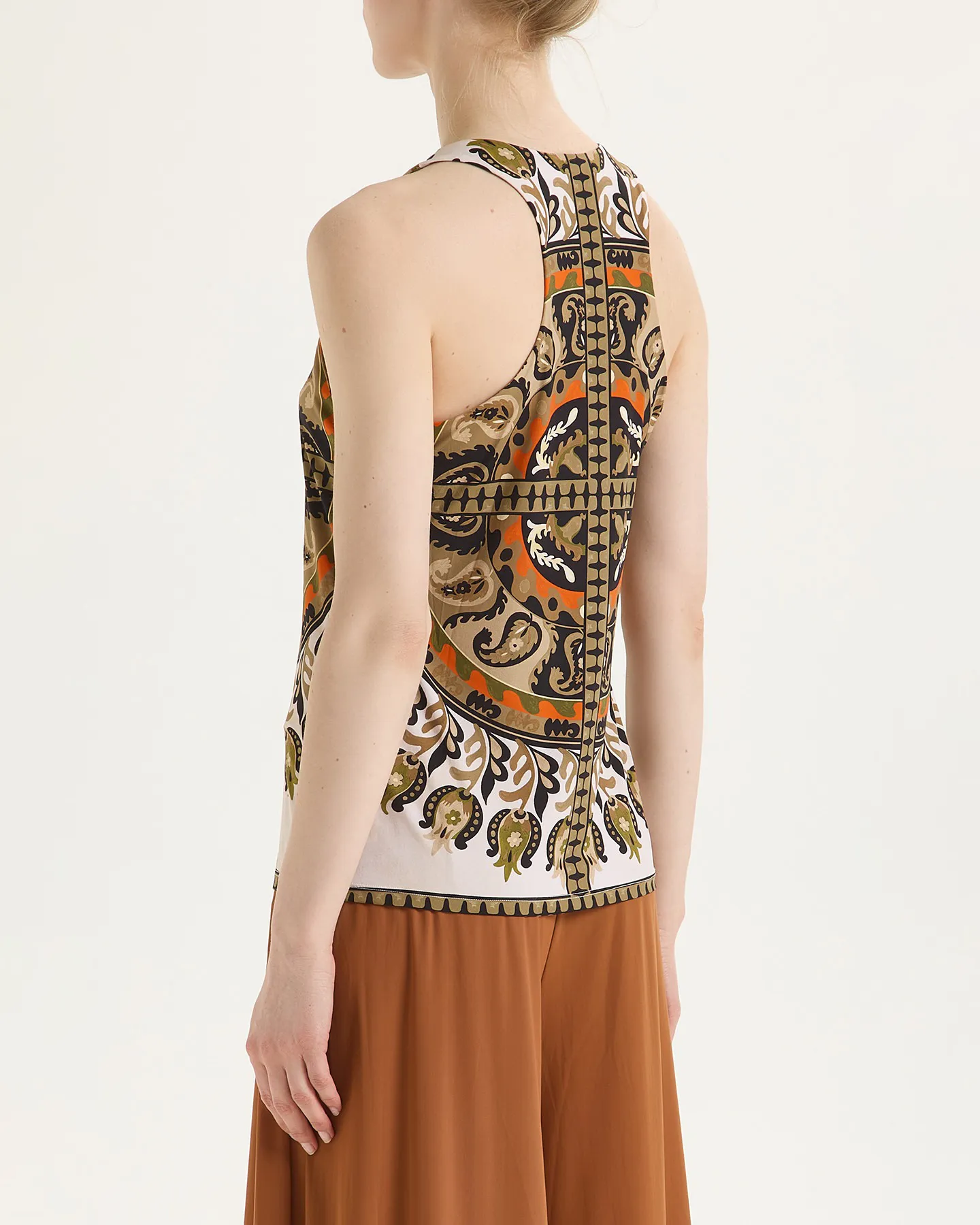 SUZANI CROWN JERSEY TOP - BEIGE/ORANGE