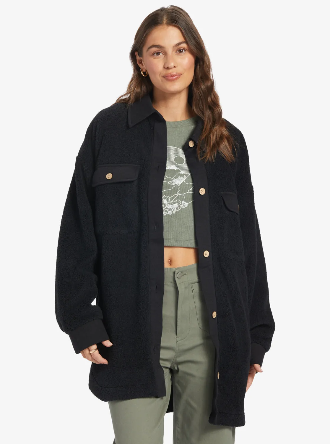 Switch Up Sherpa Fleece Overshirt - Anthracite